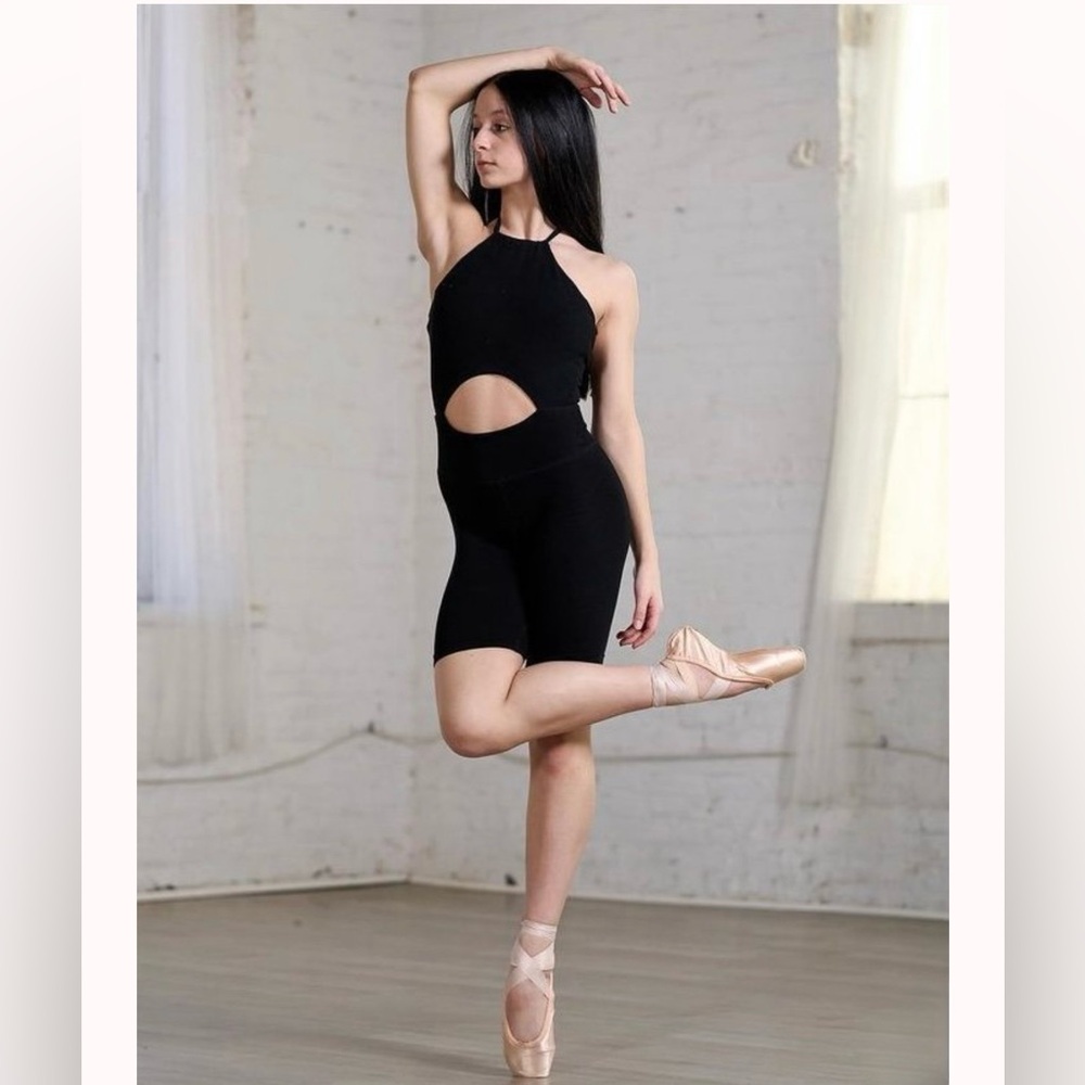 AS Dacewear Black Cutout Dance Leotard.
